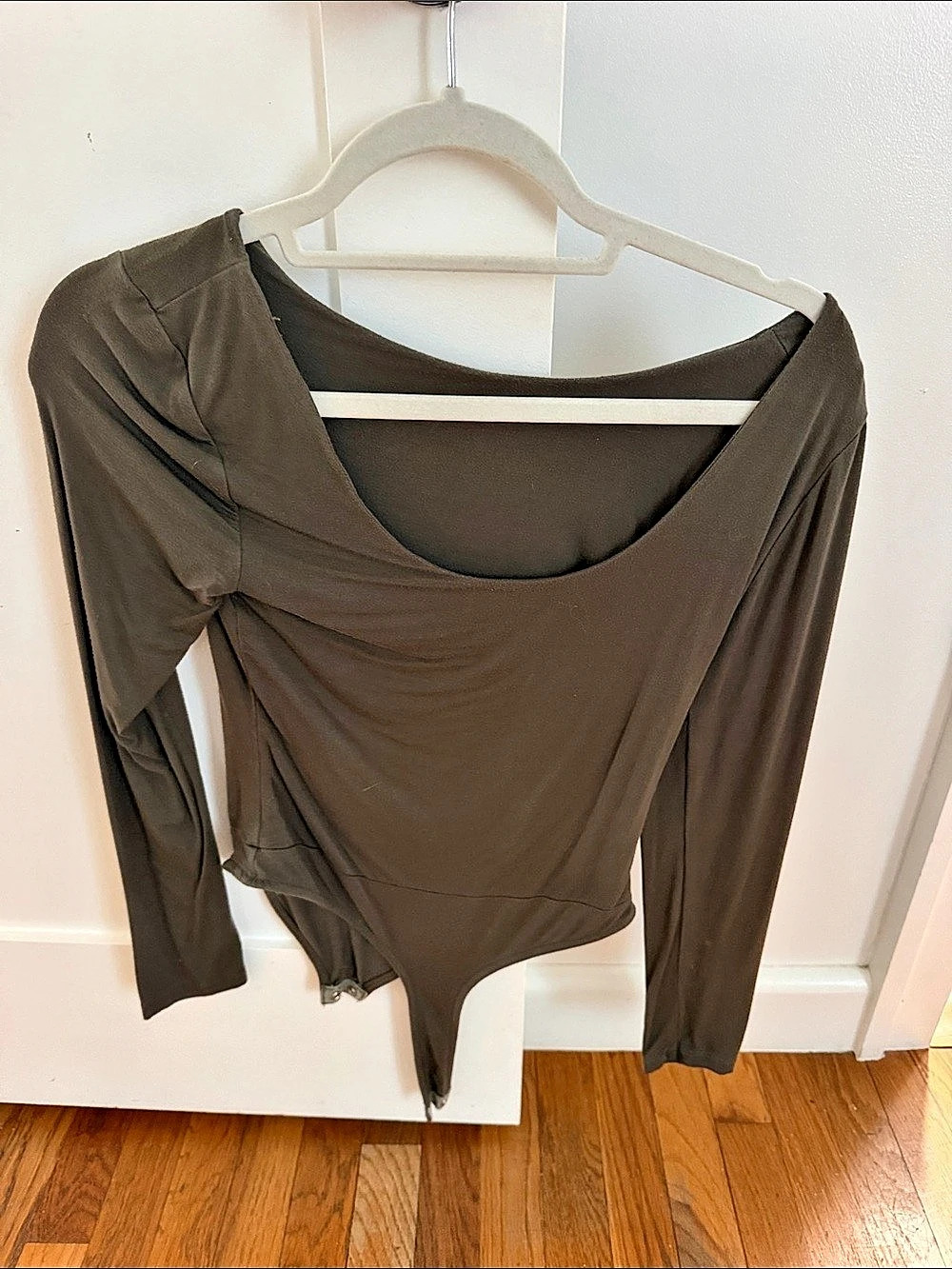 Nation LTD Rayon Modal Long Sleeve Bodysuit in Brown Like New
